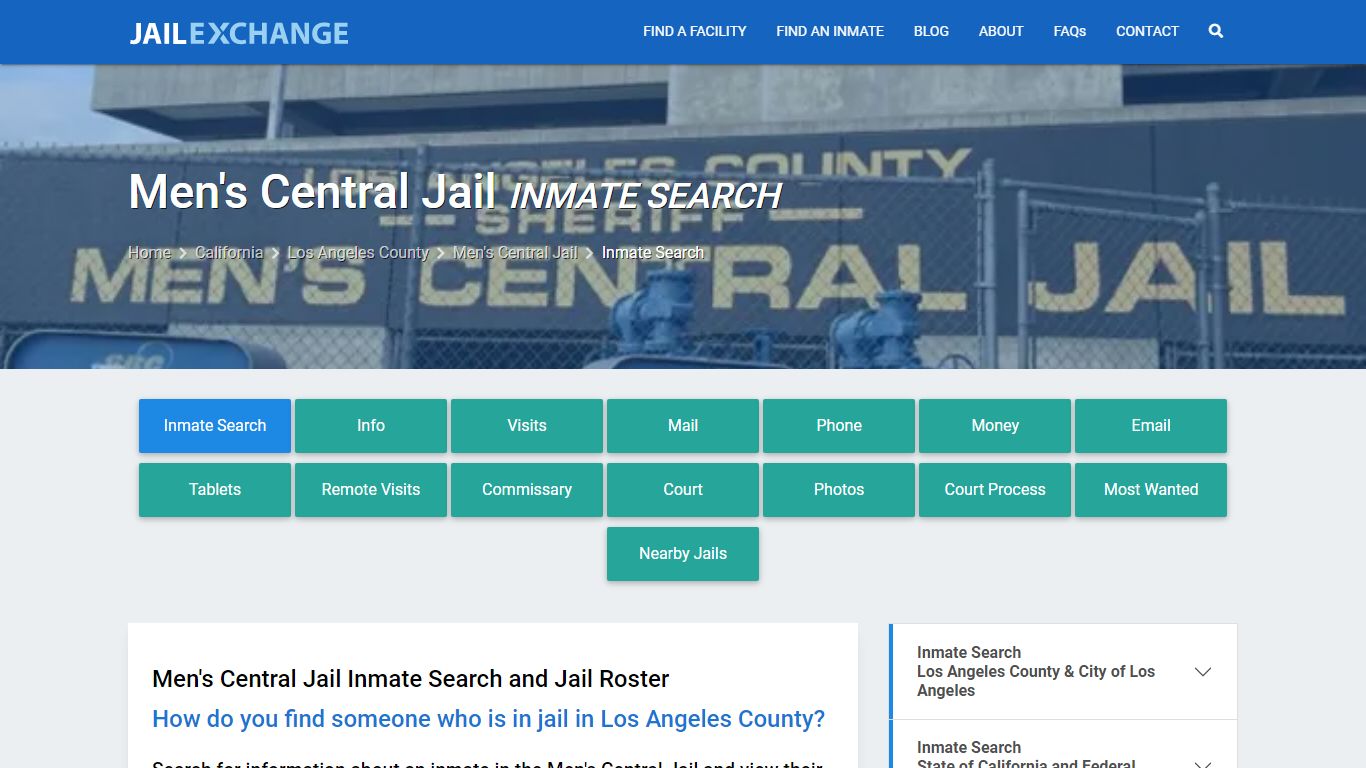 Inmate Search: Roster & Mugshots - Men's Central Jail, CA